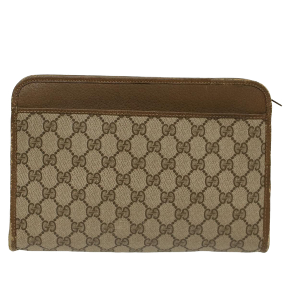 GUCCI GG Canvas Clutch Bag PVC Leather Beige Auth yk7935B - Picture 3 of 16